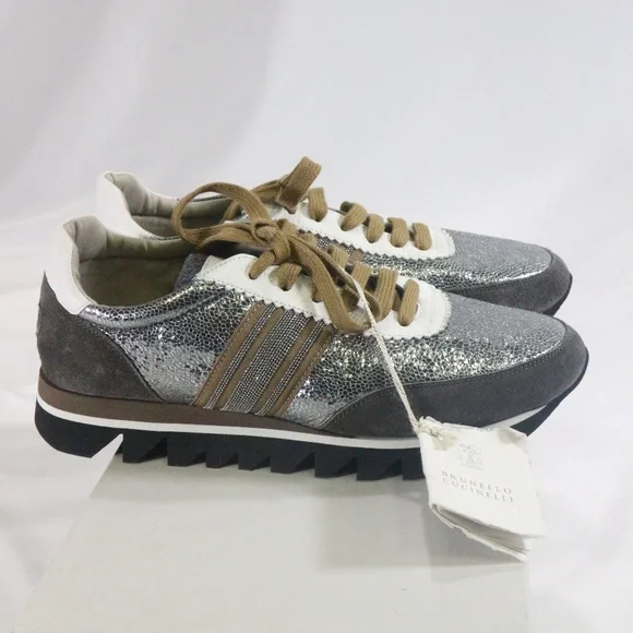 BRUNELLO CUCINELLI Precious Band Leather Sneakers Sz 10.5 Wmn - Picture 3 of 8